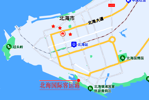 北海火車站到銀灘國際客運港有多遠,怎么走